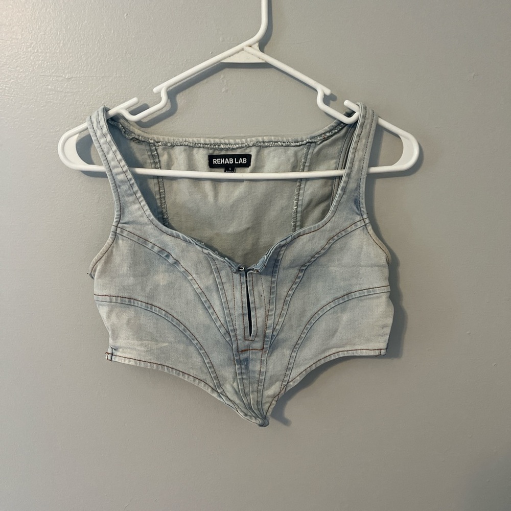 Rehab Lab Soft Blue Denim Top